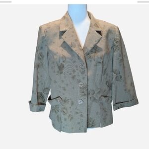Pre-owned Perceptions Beige Floral Blazer